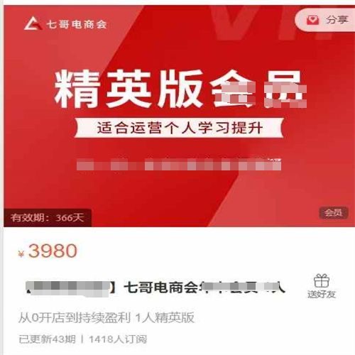 【七哥电商会:京东2025年卡会员】(价值3800元)-惠声网赚