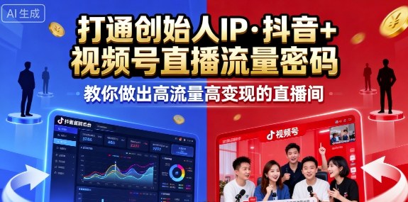 25年直播9-10两期线下课，打通创始人IP，抖音+视频号直播流量密码，教你做出高流量高变现的直播间-惠声网赚