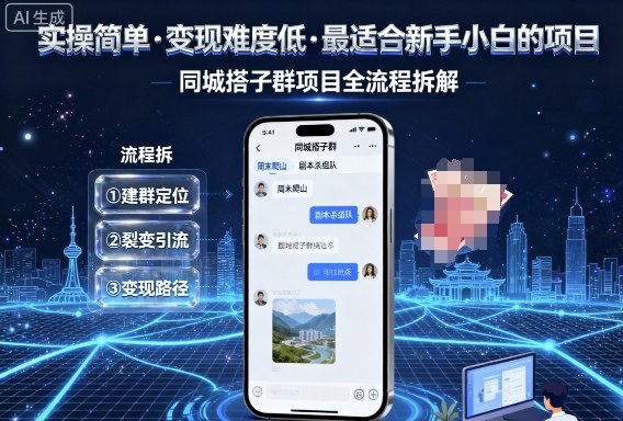 实操简单，变现难度低，最适合新手小白做的项目，每天轻松收入3张，同城搭子群项目全流程拆解-惠声网赚