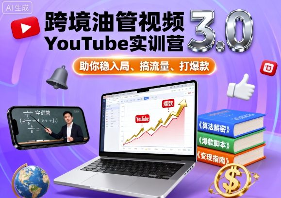 跨境油管视频YouTube实训营3.0，助你稳入局、搞流量、打爆款-惠声网赚
