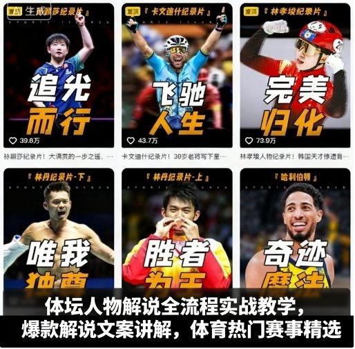 体坛人物解说全流程实战教学，爆款解说文案讲解，体育热门赛事精选-惠声网赚
