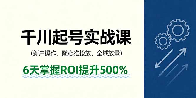 抖音千川起号实战课，新户操作,随心推投放,全域放量，6天掌握ROI提升500%-惠声网赚