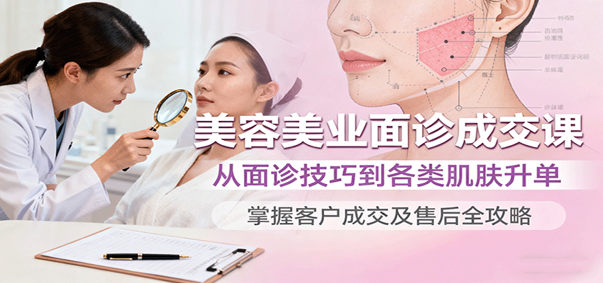 美容美业面诊成交课，从面诊技巧到各类肌肤升单，掌握客户成交及售后全攻略-惠声网赚