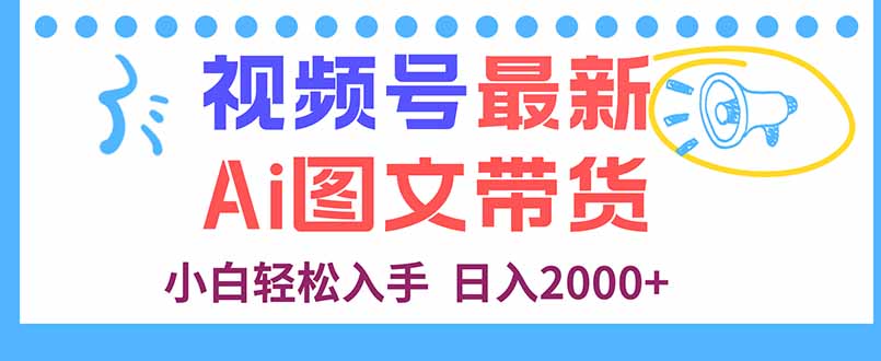 视频号最新AI图文带货，每天几分钟，小白轻松入手，日入2000+-惠声网赚