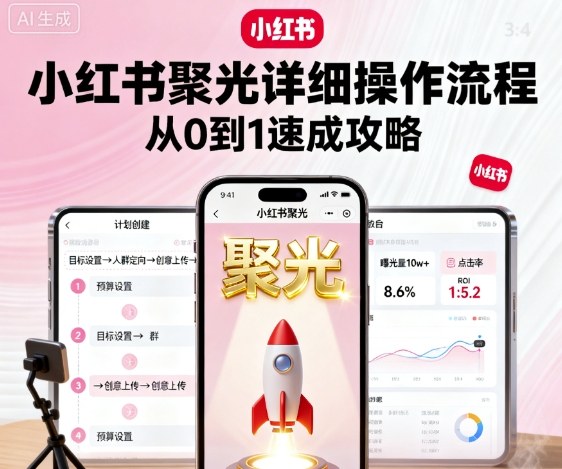 小红书聚光详细操作流程，小红书聚光从0到1速成攻略-惠声网赚