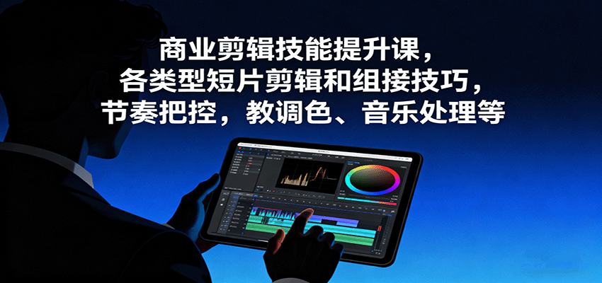 商业剪辑技能提升课，各类型短片剪辑和组接技巧，节奏把控，教调色、音乐处理等-惠声网赚