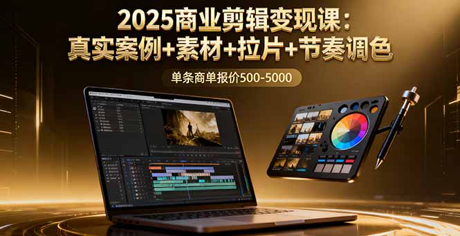 2025商业剪辑变现课：真实案例+素材+拉片+节奏调色，单条商单报价500-5000-惠声网赚