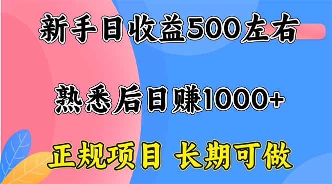 新手日收益500+ 正规项目 长期可做-惠声网赚