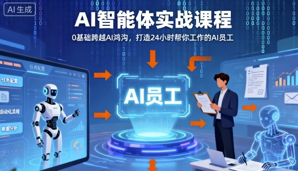 Ai智能体实战课程，0基础跨越Ai鸿沟，打造24小时帮你工作的Ai员工，打破常规，以实战定义Ai-惠声网赚