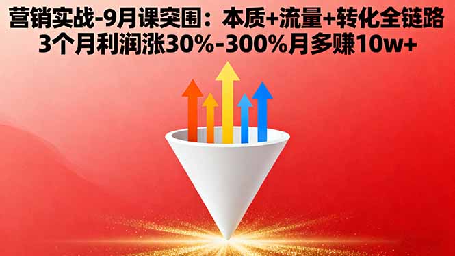 营销实战-9月突围课:本质+流量+转化全链路 3个月利润涨30%-300%月多赚10w+-惠声网赚