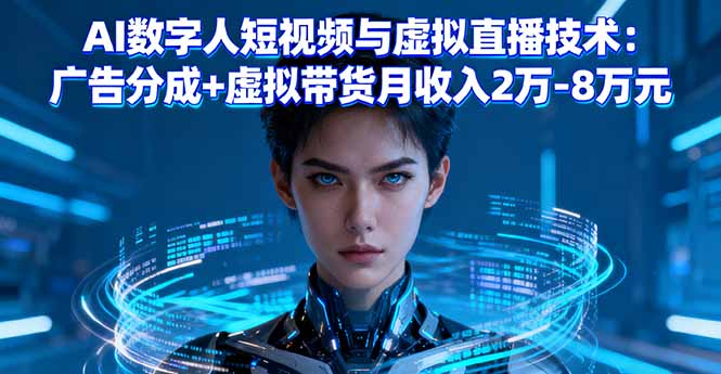 AI数字人短视频与虚拟直播技术：广告分成+虚拟带货月收入2万-8万元-惠声网赚