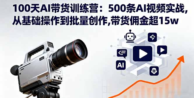 100天AI带货训练营：500条AI视频实战,从基础操作到批量创作,带货佣金超15w-惠声网赚