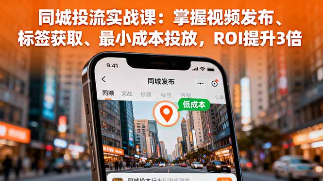同城投流实战课：掌握视频发布、标签获取、最小成本投放，ROI提升3倍-惠声网赚