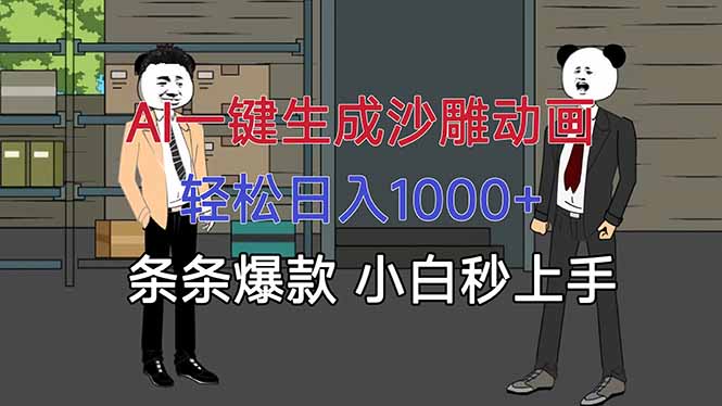 AI一键生成沙雕动画，轻松日入1000+，条条爆款，小白秒上手-惠声网赚