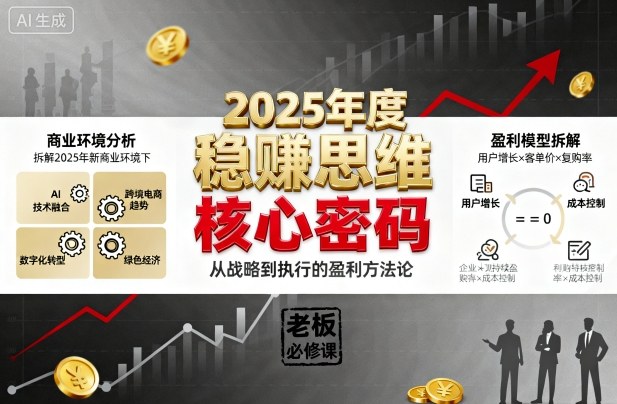 2025年度稳賺思维老板创业营，拆解2025年新商业环境下，企业实现持续盈利的核心密码-惠声网赚