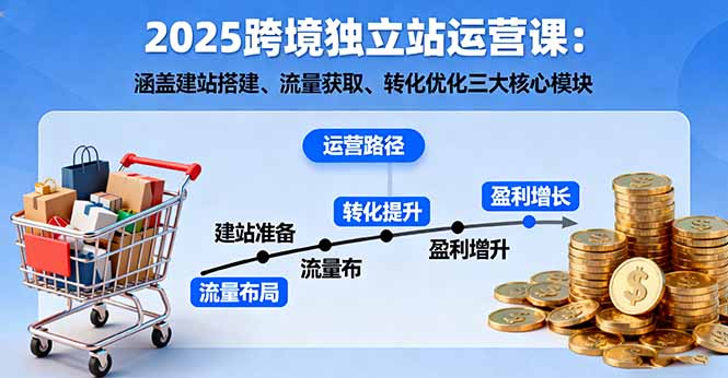 2025跨境独立站运营课：涵盖建站搭建、流量获取、转化优化三大核心模块-惠声网赚