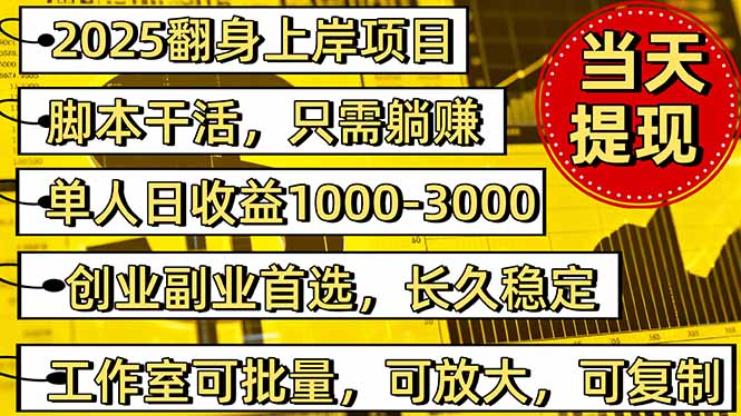 稳定八年美金掘金2.0脚本干活，只需躺赚。单人日收益1000-3000可批量、...-惠声网赚