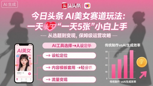 今日头条AI美女赛道玩法，一天轻松5张，小白轻松上手-惠声网赚