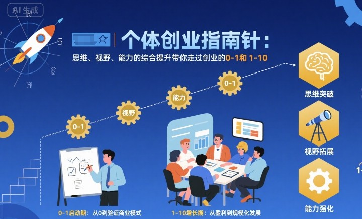 个体创业指南针，思维、视野、能力的综合提升带你走过创业的0-1和1-10【音频】-惠声网赚