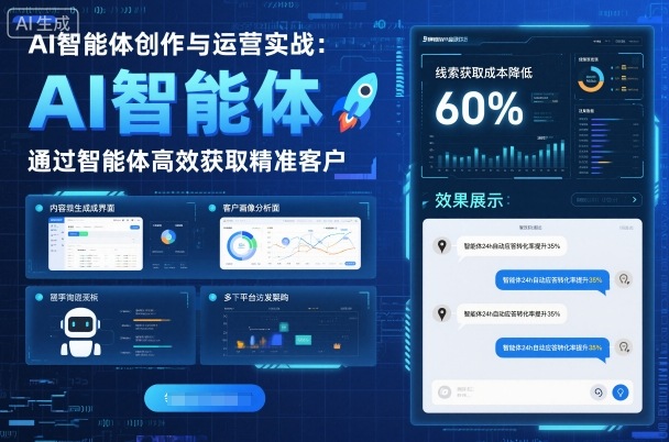 AI智能体创作与运营实战，实体门店通过智能体高效获取精准客户-惠声网赚