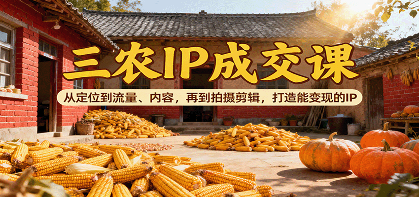 三农IP成交课：从定位到流量、内容，再到拍摄剪辑，打造能变现的IP-惠声网赚