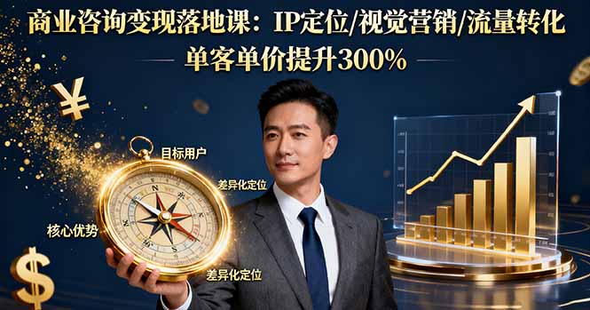 商业咨询变现落地课：IP定位/视觉营销/流量转化，单客单价提升300%-惠声网赚