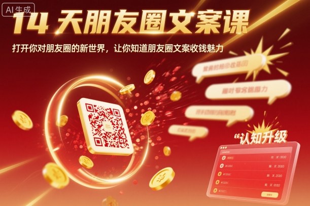 14天朋友圈文案课，打开你对朋友圈的新世界，让你知道朋友圈文案收钱魅力-惠声网赚