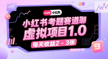 小红书考题赛道虚拟项目1.0，项目操作简单，每天收益2-3张-惠声网赚