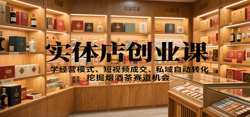 实体店创业课：学经营模式、短视频成交、私域自动转化，挖掘烟酒茶赛道机会-惠声网赚