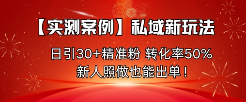 【实测案例】私域新玩法，日引30+精准粉，转化率50%，新人照做也能出单！-惠声网赚