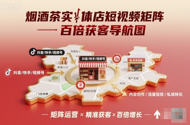 烟酒茶实体店短视频矩阵百倍获客导航图-惠声网赚