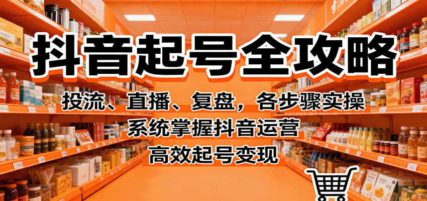 抖音起号全攻略，投流、直播、复盘，各步骤实操，系统掌握抖音运营，高效起号变现-惠声网赚