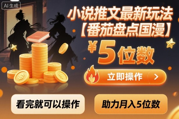 小说推文最新玩法，助力月入5位数【番茄盘点国漫】玩法，看完就可以操作-惠声网赚