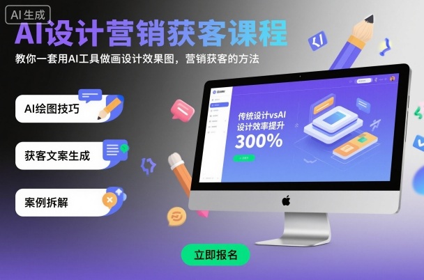 AI设计营销获客课程，教你一套用AI工具做画设计效果图，营销获客的方法-惠声网赚