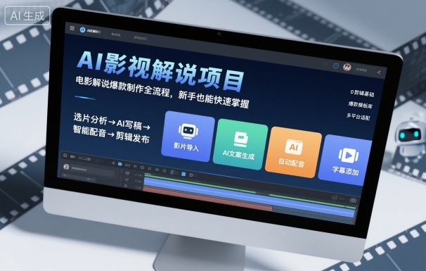 AI影视解说项目，电影解说爆款制作全流程，新手也能快速掌握-惠声网赚