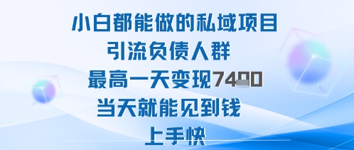 2025年小白都能做的私域项目引流负债人群最高一天变现1k+高变现难度低当天就能见到钱上手快-惠声网赚