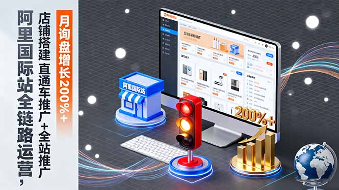 阿里国际站全链路运营，店铺搭建+直通车推广+全站推广，月询盘增长200%+-惠声网赚