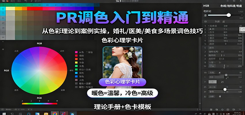 PR调色入门到精通：从色彩理论到案例实操，婚礼/医美/美食多场景调色技巧-惠声网赚