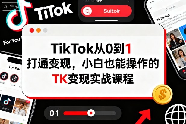TikTok从0到1打通变现，小白也能操作的TK变现实战课程-惠声网赚