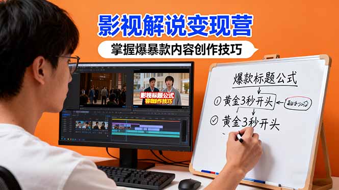 影视解说变现营：通过30+实战案例爆款内容创作技巧，掌握影视解说盈利密码-惠声网赚