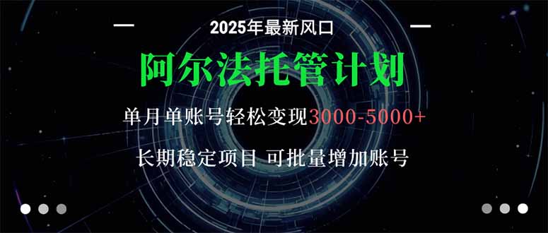阿尔法托管计划 单账号月入3000-5000，长期稳定项目，新手小白轻松上手。-惠声网赚