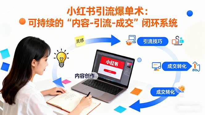 小红书引流爆单术：构建一套低成本 可持续的“内容-引流-成交”闭环系统-惠声网赚