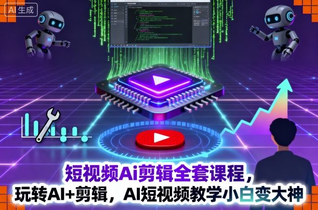 短视频Ai剪辑全套课程，玩转AI+剪辑，AI短视频教学小白变大神-惠声网赚