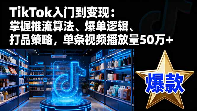 TikTok入门到变现：掌握推流算法、爆单逻辑、打品策略，单条视频播放量50w-惠声网赚