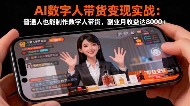 AI数字人带货变现实战：普通人也能制作数字人带货，副业月收益达8000+-惠声网赚