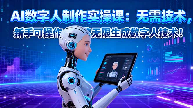 AI数字人制作实操课：无需技术，新手可操作，免费无限生成数字人技术！-惠声网赚
