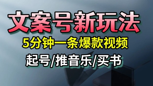 文案号新玩法，5分钟一条爆款视频，流量高，起号快，多方位变现-惠声网赚