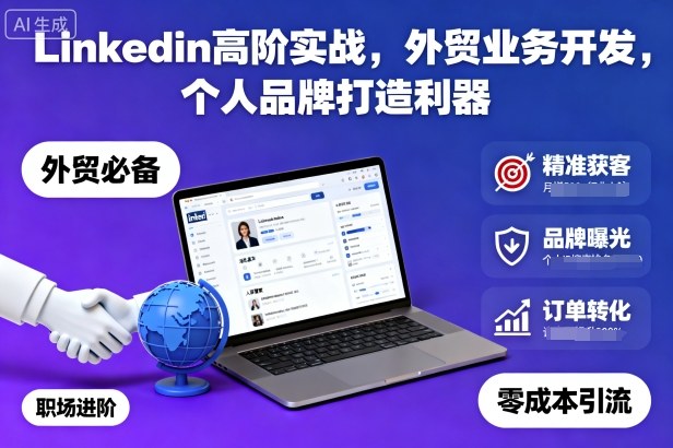Linkedin高阶实战，外贸业务开发，个人品牌打造利器-惠声网赚
