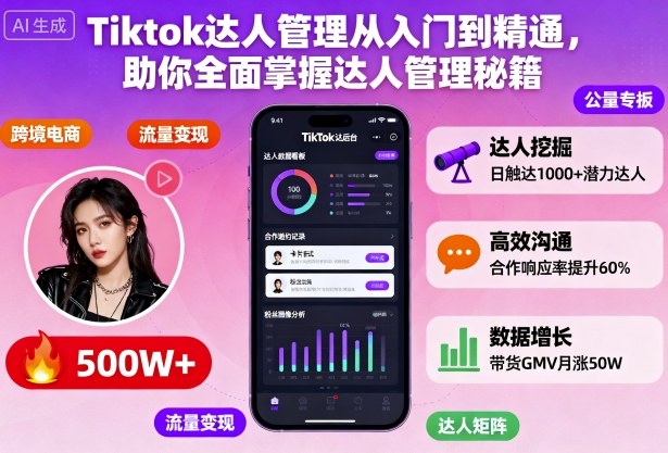 Tiktok达人管理从入门到精通，助你全面掌握达人管理秘籍-惠声网赚