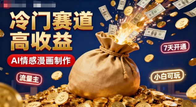公众号冷门赛道，用AI做情感漫画，7天开通流量主，操作简单，小白可玩-惠声网赚